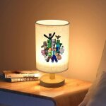 Lampe de chevet lampe de chevet 3 couleurs base en bois abat jour rond en lin lampe de lecture pour chambre ...