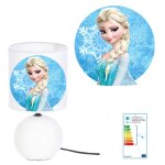 Lampe de chevet reine des neiges cration kikoucat made in france pied en cramique personnalisable avec ...