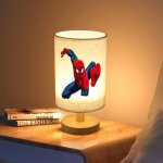 Lampe de chevet lampe de chevet 3 couleurs base en bois abat jour rond en lin lampe de lecture pour chambre ...