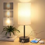 Lampe de chevet - kcvv - tactile usb - c / a - abat - jour lin rglable - 3 tons - classe b