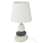 Lampe clary - ivoire et taupe - cramique h33 cm - ivoire - atmosphera createur dinterieur