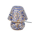 Lampe  poser dcoration mosaque couleur bleu blanc beige de 22cm forme champignon