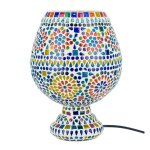 Lampe - dcoration - mosaque ronde - verre - 27cm - multicolore