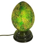 Lampe dcoration en verre et socle mtal en forme originale ovale oeuf de hauteur 23cm