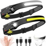 Lampe frontale led rechargeable 400lm lampe torche frontale 8 heures dautonomie l�g�re avec d�tecteur ...