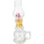 Lampe � huile en verre vintage avec poign�e pour l?ext�rieur et l?int�rieur