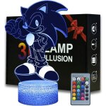 Lampe illusion 3d sonic veilleuse sonic d jouets sonic pour garons lampe illusion 3d avec tlcommande ...