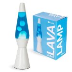 Lampe � lave - fisura - bleu - base blanche - 40 cm - 2 ampoules incluses