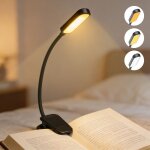 Lampe de lecture 20 leds lampe de chevet rechargeable usb - c rechargeable 360� cou flexible 3 couleur ...