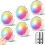 Lampe led vitrine rgb sans fil 6 spots autocollants avec tlcommande couleurs multiples largeight