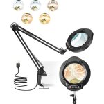 Lampe loupe sur pied 10x loupe eclairante avec 84 led et pince 5 temp�ratures couleur et 10 niveaux luminosit� ...