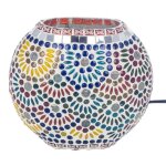 Lampe mosaïque ronde en verre à poser décoration lumière dambiance 18x16x10cm Lampe mosaïque ronde en verre à poser décoration lumière dambiance 18x16x10cm