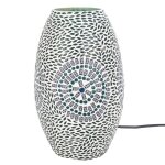 Lampe - mosaque - ovale - 31cm - vert blanc bleu - dcoration intrieure