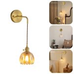 Lampe murale vintage - applique murale  suspension avec abat - jour florale en verre - tawny - applique ...