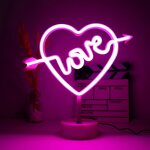 Lampe non led love coeur rose