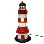 Lampe - phare - mtal - rouge et blanc - 31cm - dcoration mer ocan