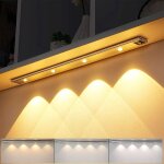 Lampe de placard 60cm magn�tique - 4 leds d�tecteur mouvement 120� - autonomie 60h (1200mah) - temp�rature ...