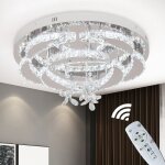 Lampe de plafond led en cristal de 50cm chandelier de salon chambre  coucher lampe changeante