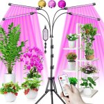 Lampe de croissance - eweima - 80 leds - trpied ajustable - 4 ttes - 10 niveaux de luminosit