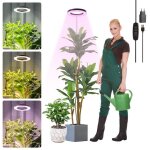 Lampe plantes noir avec anneau 72 leds - minuterie 3 / 9 / 12h + 10 niveaux luminosit� - fiche & usb ...