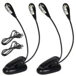 Lampe de pupitre � pince rechargeable - double t�te - 4 leds - usb - pour musique