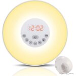 Lampe de r�veil lampe de chevet lumiere du jour simulation daube - de cr�puscule (10 intensit�s) 6 alarmes ...