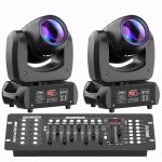 Uking 200w jeux de lumiere dj - dj lyre led beam 8 gobo 18 prisme dmx pack de 2 - lumi�re de sc�ne avec ...