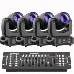 Uking 200w jeux de lumiere dj - dj lyre led beam 8 gobo 18 prisme dmx pack de 4 - lumi�re de sc�ne avec ...