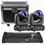 Uking 200w jeux de lumiere dj - dj lyre led beam 8 gobo 18 prisme dmx pack de 2 avec console 384 canaux ...