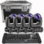 Uking 200w jeux de lumiere dj - dj lyre led beam 8 gobo 18 prisme dmx pack de 4 avec console 384 canaux ...
