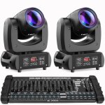 Uking 200w jeux de lumiere dj - dj lyre led beam 8 gobo 18 prisme dmx pack de 2 - lumi�re de sc�ne avec ...