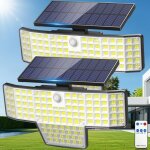 Lampe solaire ext�rieure kenlumo projecteur mural � led 448 3500 lumens �tanche ip65 avec d�tecteur de ...