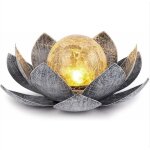 Lampes solaires de jardin extrieur dcoration de lotus en verre craquel globe lumires de fleur en ...