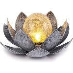 Lampes solaires de jardin extrieur dcoration de lotus en verre craquel globe lumires de fleur en ...