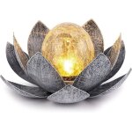 Lampes solaires de jardin extérieur décoration de lotus en verre craquelé globe lumières de fleur en ... Lampes solaires de jardin extérieur décoration de lotus en verre craquelé globe lumières de fleur en ...