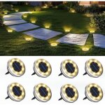 Lampe solaire au sol lot de 8 8leds jardin solaire etanche lumiere spot solaire ext�rieur pelouse cour ...