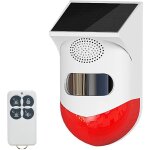 Lampe stroboscopique solaire d�tecteur de mouvement et sir�ne dalarme ext�rieure avec t�l�commande �tanche ...
