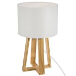 Lampe sur pied en bois - h. 34, 5 cm - blanc
