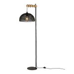 Lampe sur pied bois ?salvia? abat - jour corde jute noire douille e27.