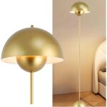 Lampe sur pied au design nordique classique doré avec abat - jour et base parabolique douille e27 pour ... Lampe sur pied au design nordique classique doré avec abat - jour et base parabolique douille e27 pour ...