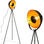 Lampe sur pied vintage avec trépied bremen ? style industriel nordique avec abat - jour métallique doré ... Lampe sur pied vintage avec trépied bremen ? style industriel nordique avec abat - jour métallique doré ...