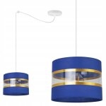 Lampe suspendue - light home - spider elegance gold - m�tal blanc - abat - jour tissu bleu marine