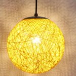 Lampe suspendue r�tro blanche en rotin globe rond de 15 cm abat - jour de lustre lampe de plafond diy ...