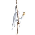 Lampe suspendue rtro edison e27 en rsine max avec singe blanc et corde de chanvre idale pour salle ...