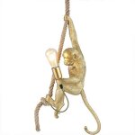 Lampe suspendue rétro edison e27 en résine max avec singe doré et corde de chanvre idéale pour salle ... Lampe suspendue rétro edison e27 en résine max avec singe doré et corde de chanvre idéale pour salle ...