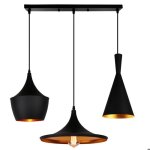 Lampe suspension industrielle moderne lustre vintage abat - jour en aluminium noir 3 luminaires e27 restaurant ...
