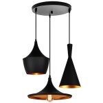 Lampe suspension industrielle moderne lustre vintage abat - jour en aluminium noir 3 luminaires e27 restaurant ...