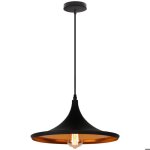 Lampe suspension industrielle moderne lustre vintage abat - jour en aluminium noir luminaire e27 restaurant ...