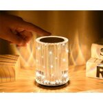 Lampe de table en cristal de diamant lampe de chevet led avec commande tactile lampe rechargeable pour ...