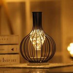 Lampe de table d�corativestyle cage r�tro � piles lampe de bureau pour chambre � coucher [classe �nerg�tique ...